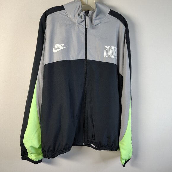 Nike Force Zip Up Track Jacket Mens Size Large Gray Green Full Zip - Picture 2 of 14